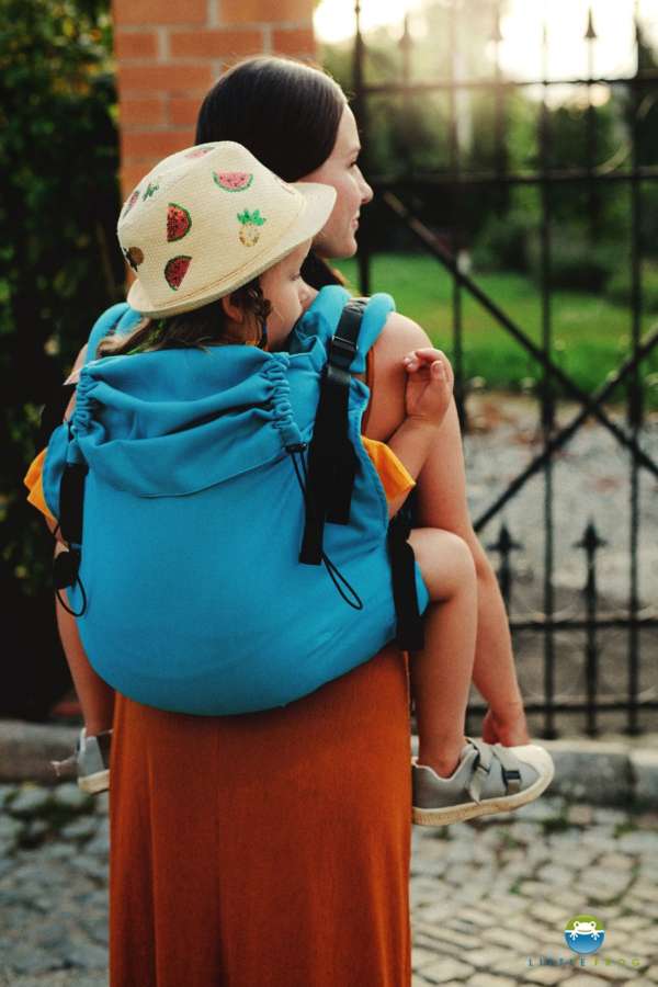 Porte bébé Little Frog Toddler carrier XL petrole Herringbone