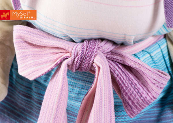 Porte bébé physiologique en tissu pastel noeud