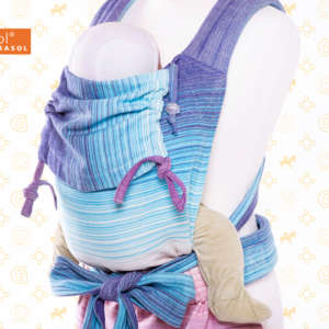 Porte bébé physiologique en tissu pastel bleu