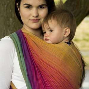 écharpe de portage tissé multicolore en sergé croisé girasol