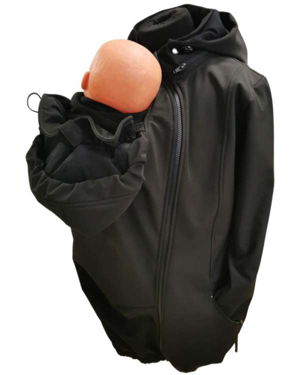 La veste de portage soft shell. Pour se balader avec bébé toute l'année. Sous la pluie ou la neige! Livraison en Suisse
