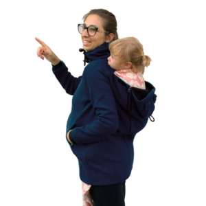 veste de portage maman bébé en laine jaune moutarde