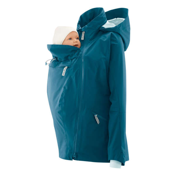 Veste de portage Adventure outdoor, c'est la veste idéal pour le ptintemps, l'automne et l'année. Avec une colonne d'eau de 20 000 mm elle protégera papa, maman, bébé des intempéries, de la pluie et du vent. La veste Mamalila en suisse, chez jeteporte. Romont. Essai et test gratuit