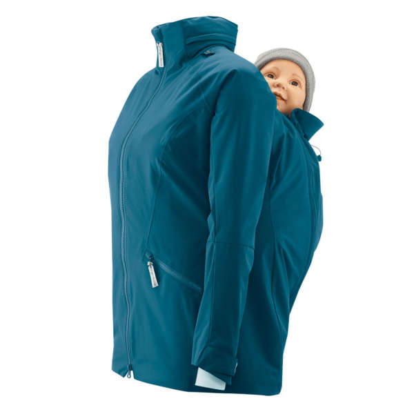 Veste de portage Adventure outdoor, c'est la veste idéal pour le ptintemps, l'automne et l'année. Avec une colonne d'eau de 20 000 mm elle protégera papa, maman, bébé des intempéries, de la pluie et du vent. La veste Mamalila en suisse, chez jeteporte. Romont. Essai et test gratuit