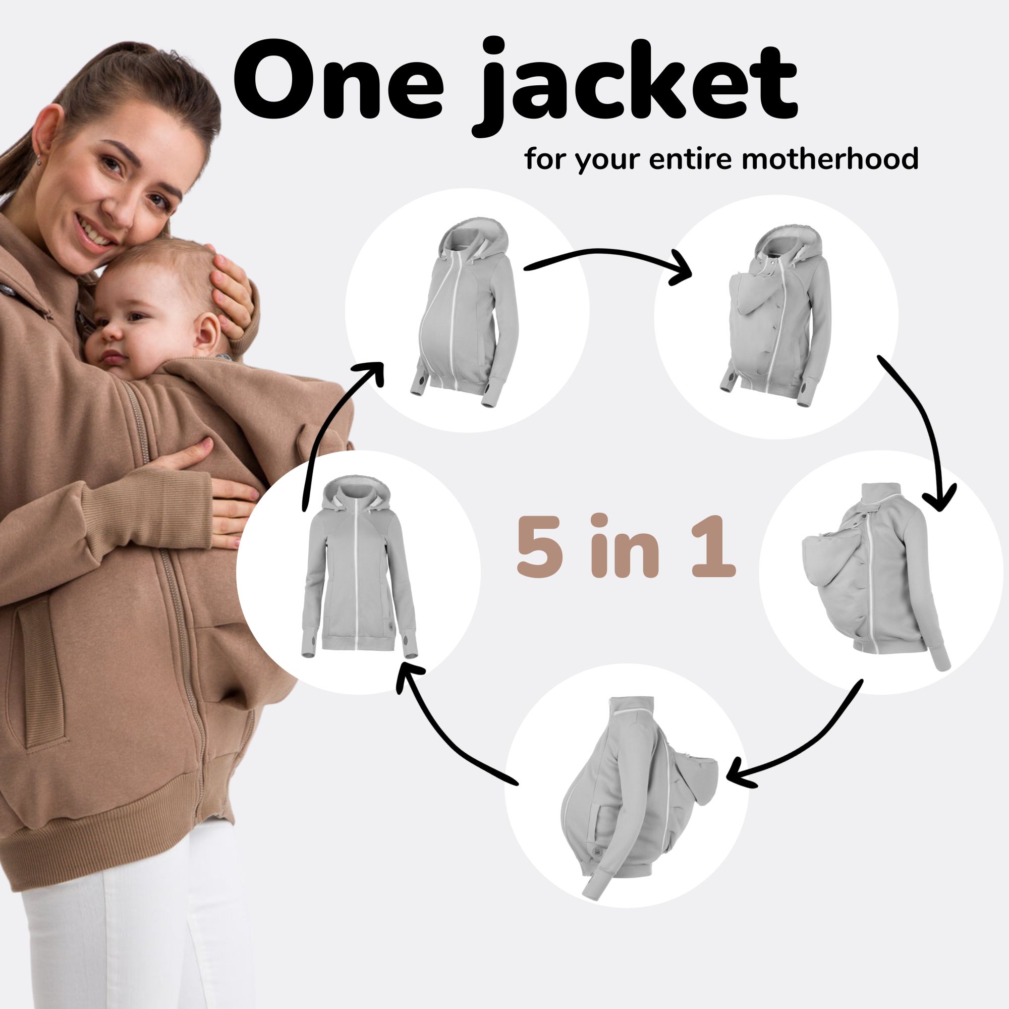 Jaquette de portage Hoodie porter bebe sweat maman Fun2BeMum Suisse