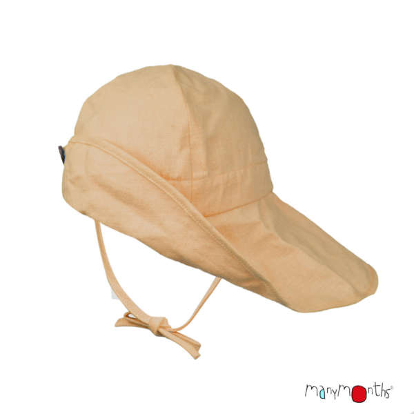 Chapeau anti UV naturel de Manymonths! Grâce au chanvre, votre bébé sera protéger du soleil avec la protection nuque et visage! Taille enfant et bébé, dès la naissance. Livraison en Suisse