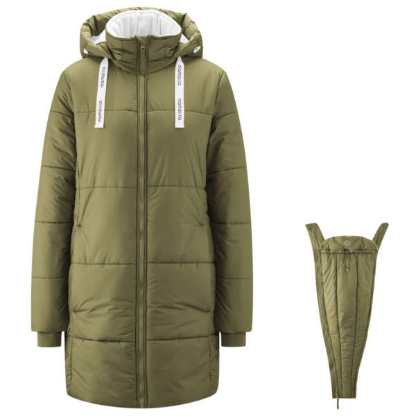 La veste de portage parka de mamlalila pour porter toute l'année. Elle fait veste de portage hiver, mais aussi entre saisons. Test et essai gratuit à Romont. Achat en suisse