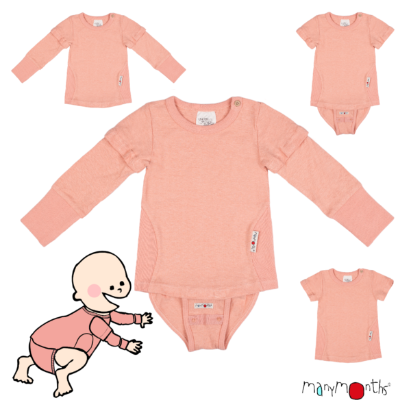 Manymonths habits enfant et bébé en chanvre. Anti Uv naturel. Evolutifs, l'habits se transforme de body en top et pull. Achat en Suisse en boutique jeteporte