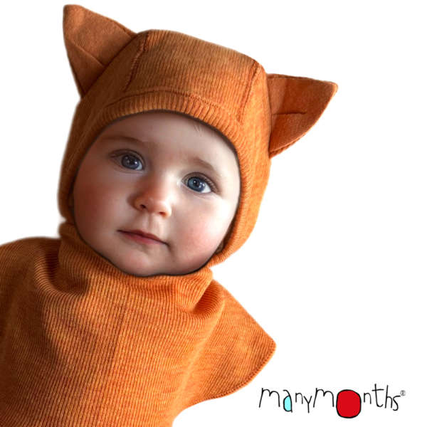La cagoule manymonths en laine mérinos pour tenir chaud à bébé tout l'hiver! Idéal pour le portage, le ski, le vélo et les balades. Achat en Suisse sur jeteporte