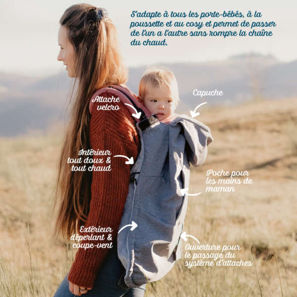 Une couverture de portage pour tenir chaud à votre bébé en hiver, mais aussi au printemps. Idéal se fixe facilement. Achat en suisse